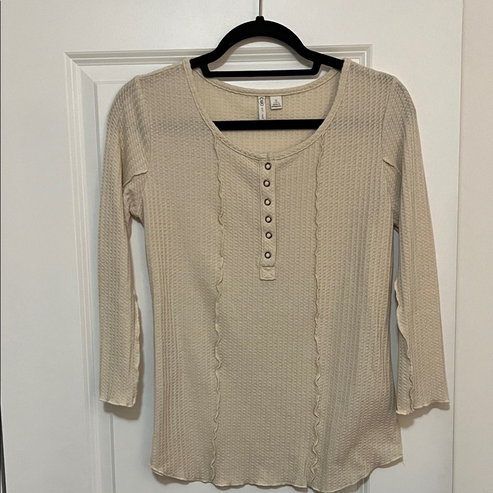 Cato Cream Textured Button-Front Blouse